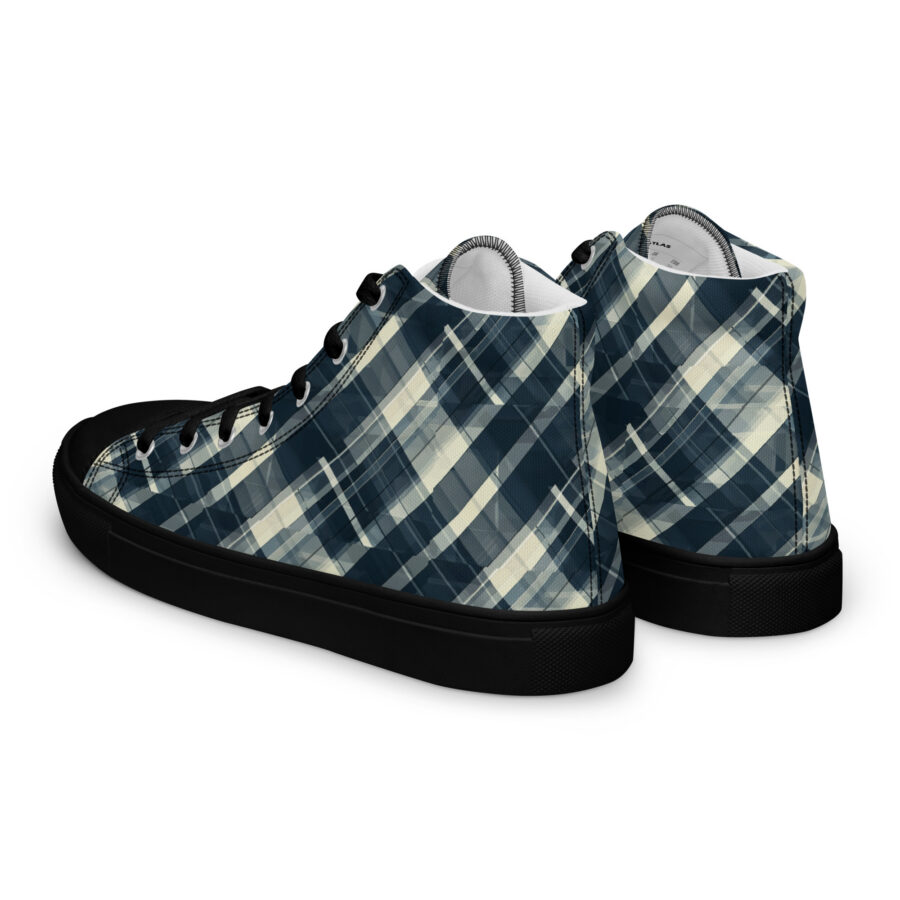 Plaid Highs - black sole, left back view