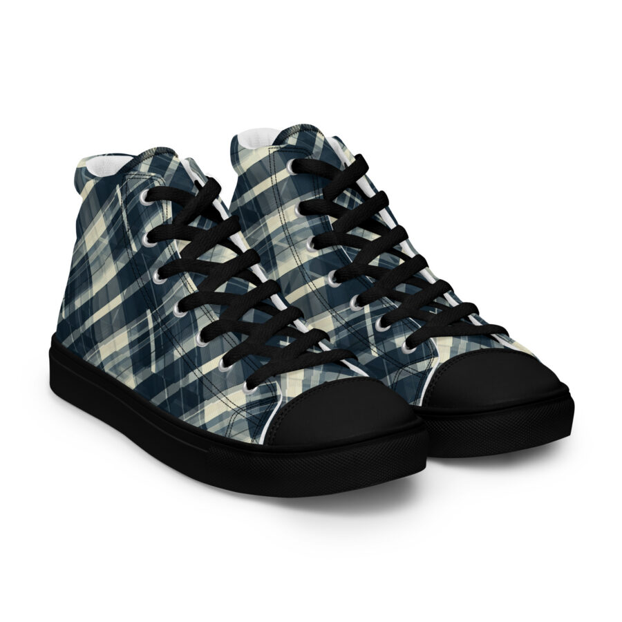 Plaid Highs - black sole, right front view