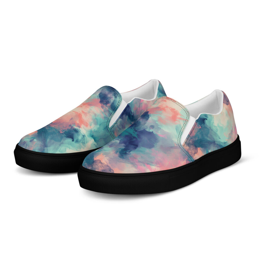 Watercolor Slips - black sole, left front view