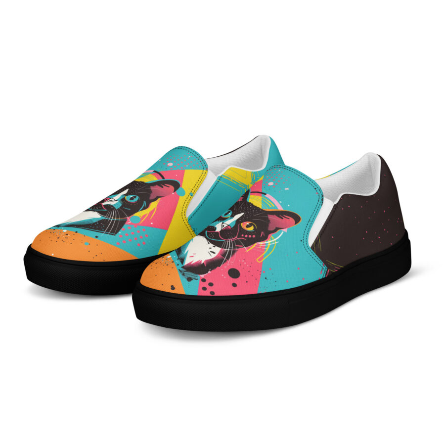 Pop Cat Slips - black sole, left front view