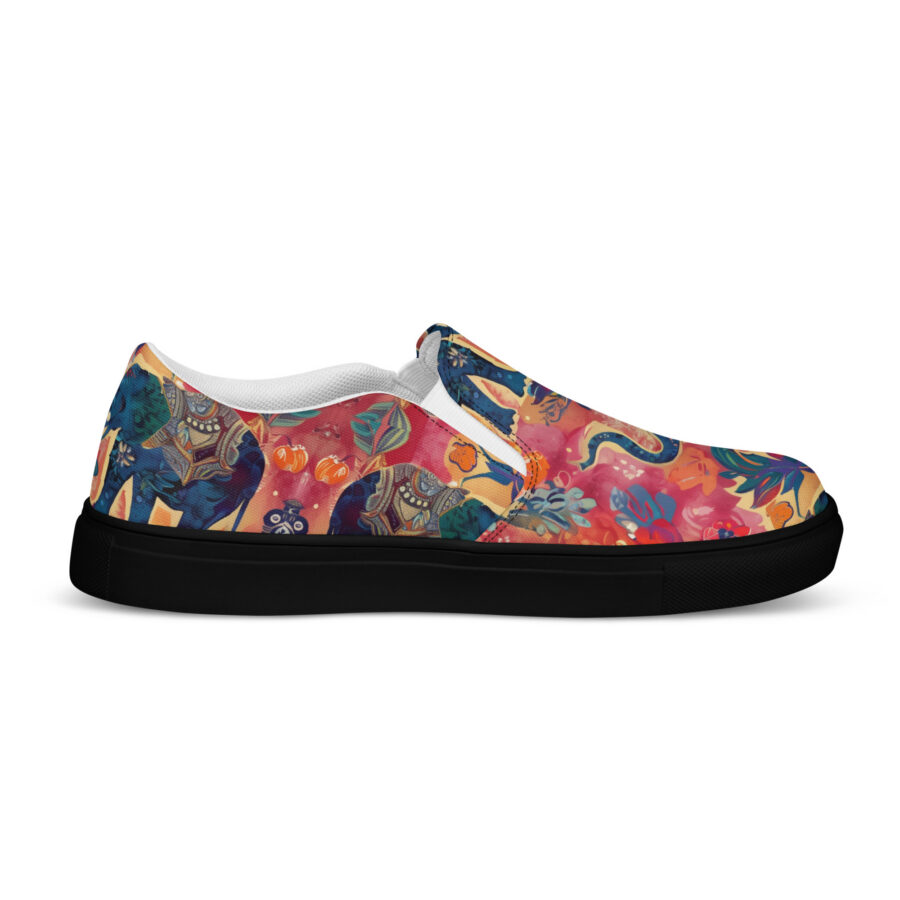 Elephant Spirit Slips - black sole, left inside view