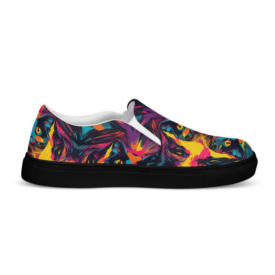 Party Cat Slips - black sole, left inside view