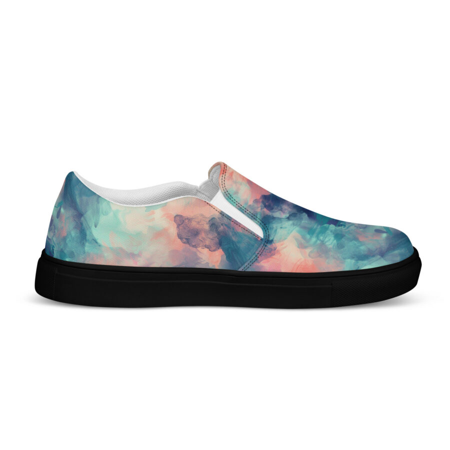 Watercolor Slips - black sole, left inside view