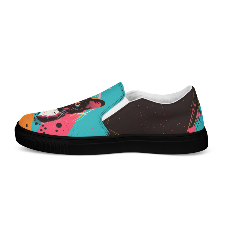Pop Cat Slips - black sole, left outside view