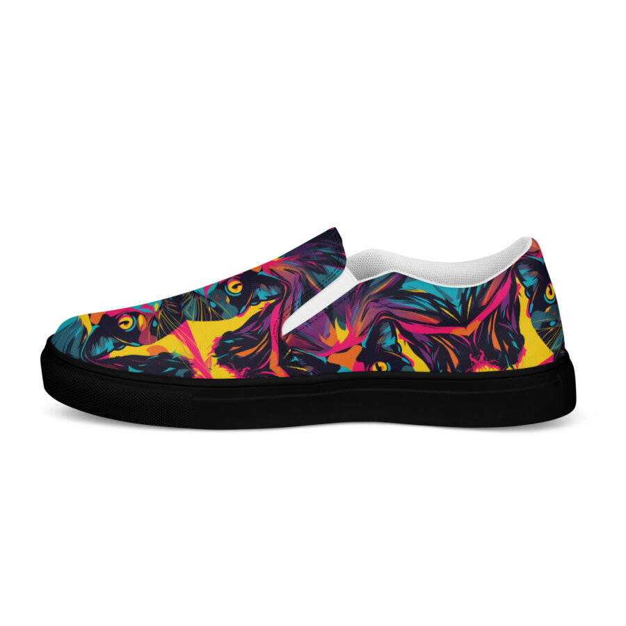 Party Cat Slips - black sole, left outside view