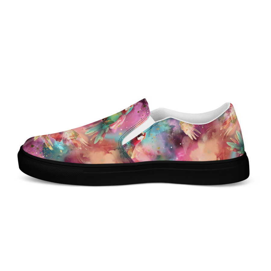 Macaw Slips - black sole, left outside view