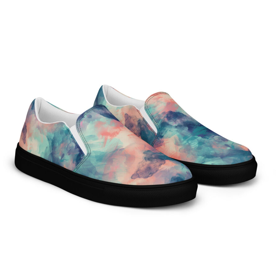 Watercolor Slips - black sole, right front view