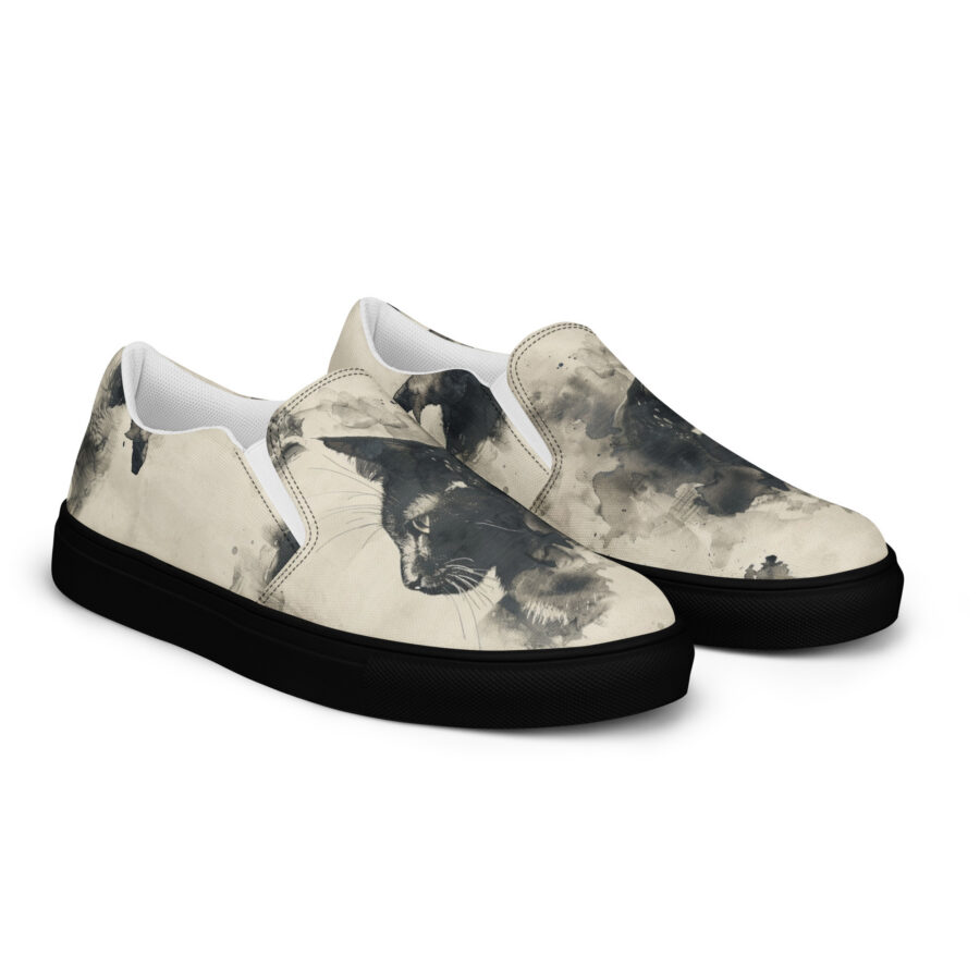 Lux Cat Slips - black sole, right front view