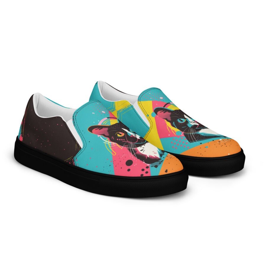 Pop Cat Slips - black sole, right front view