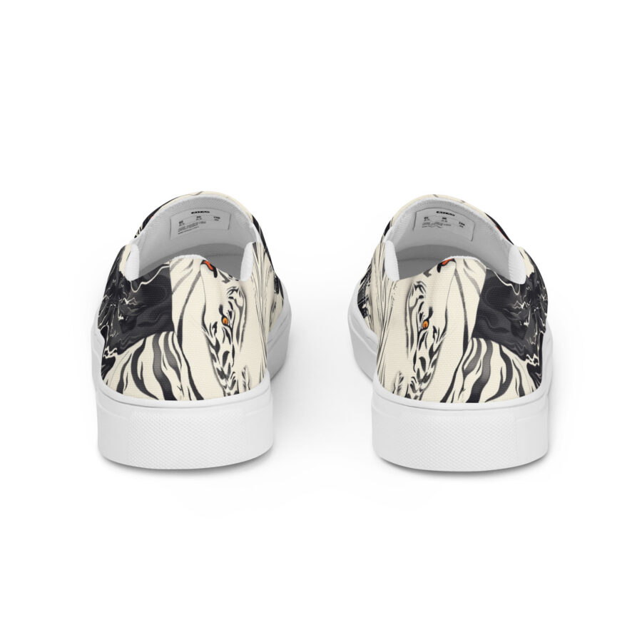 White Tiger Slips - white sole, back view