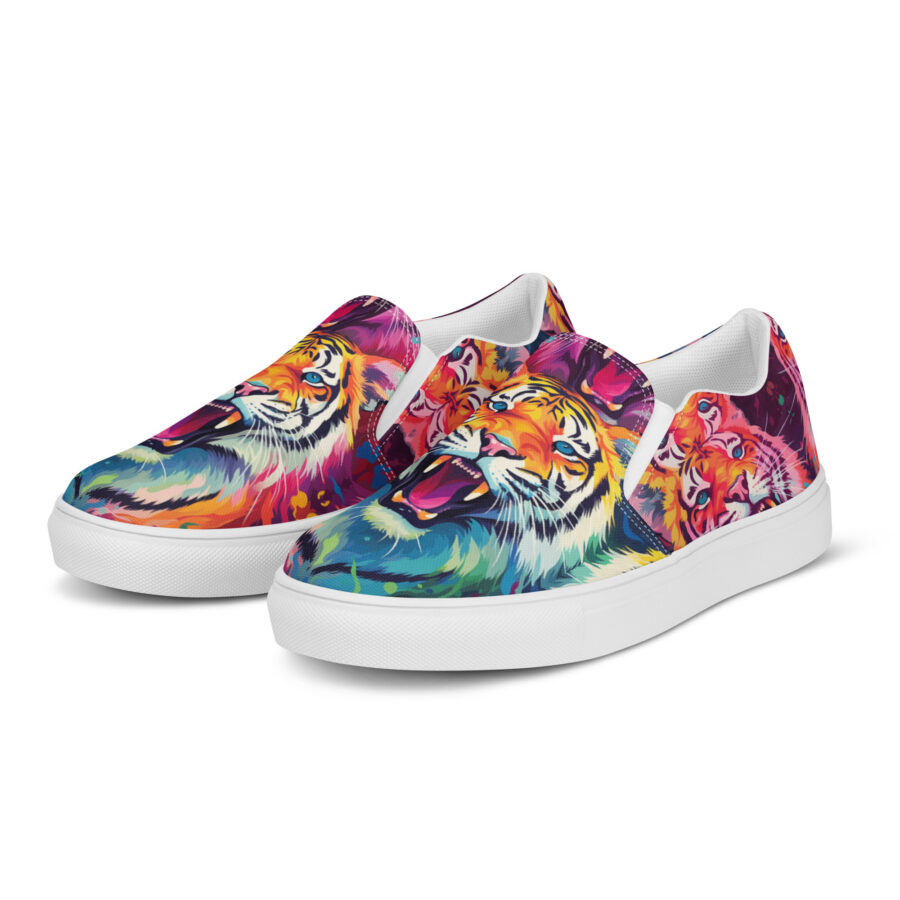 Tiger Roar Slips - white sole, left front view