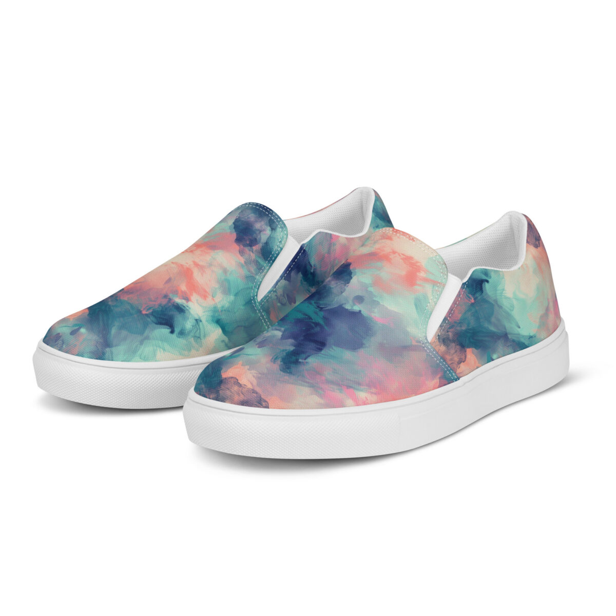Watercolor Slips - white sole, left front view