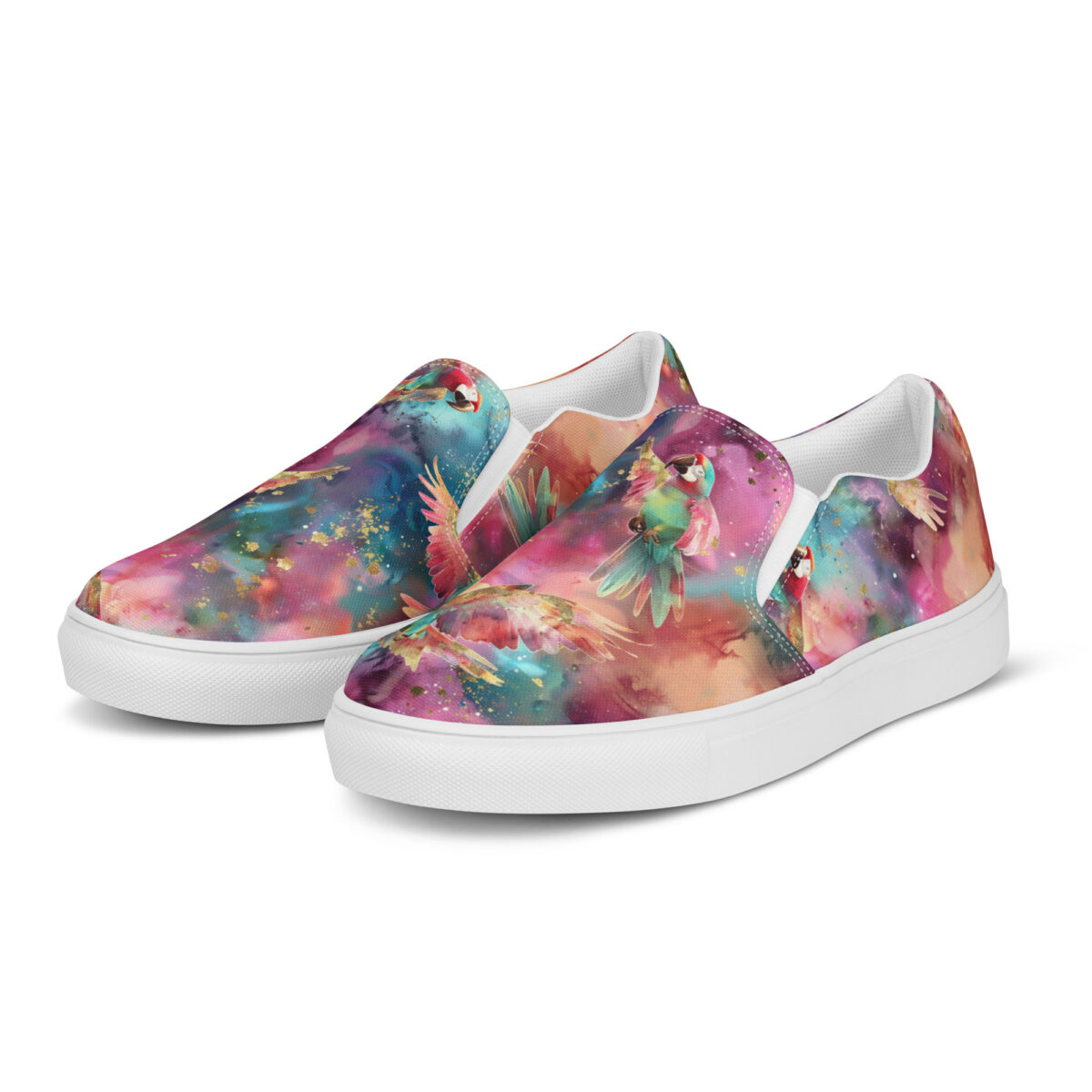 Macaw Slips - white sole, left front view