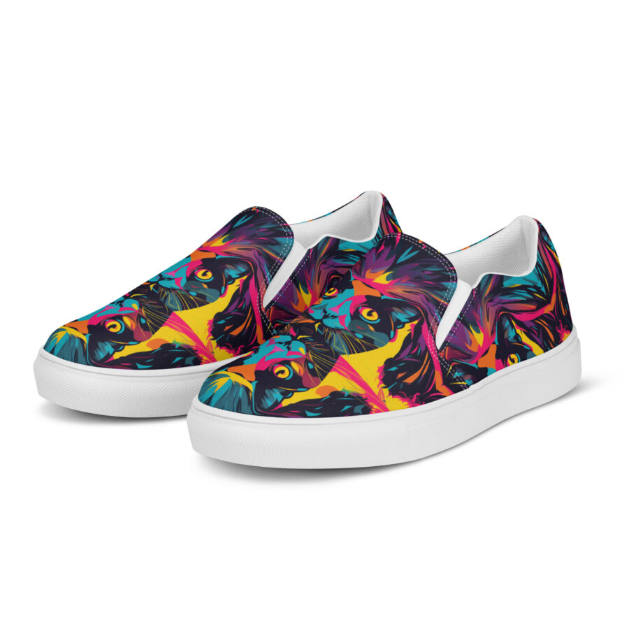 Party Cat Slips - white sole, left front view