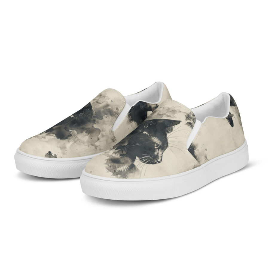 Lux Cat Slips - white sole, left front view