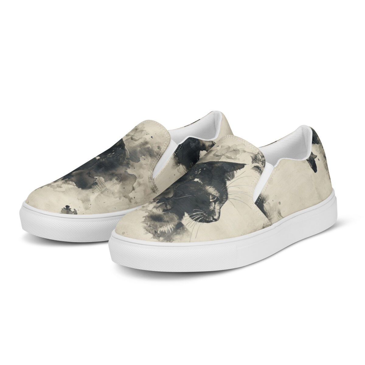 Lux Cat Slips - white sole, left front view