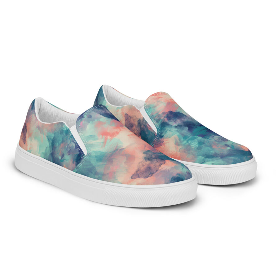 Watercolor Slips - white sole, right front view