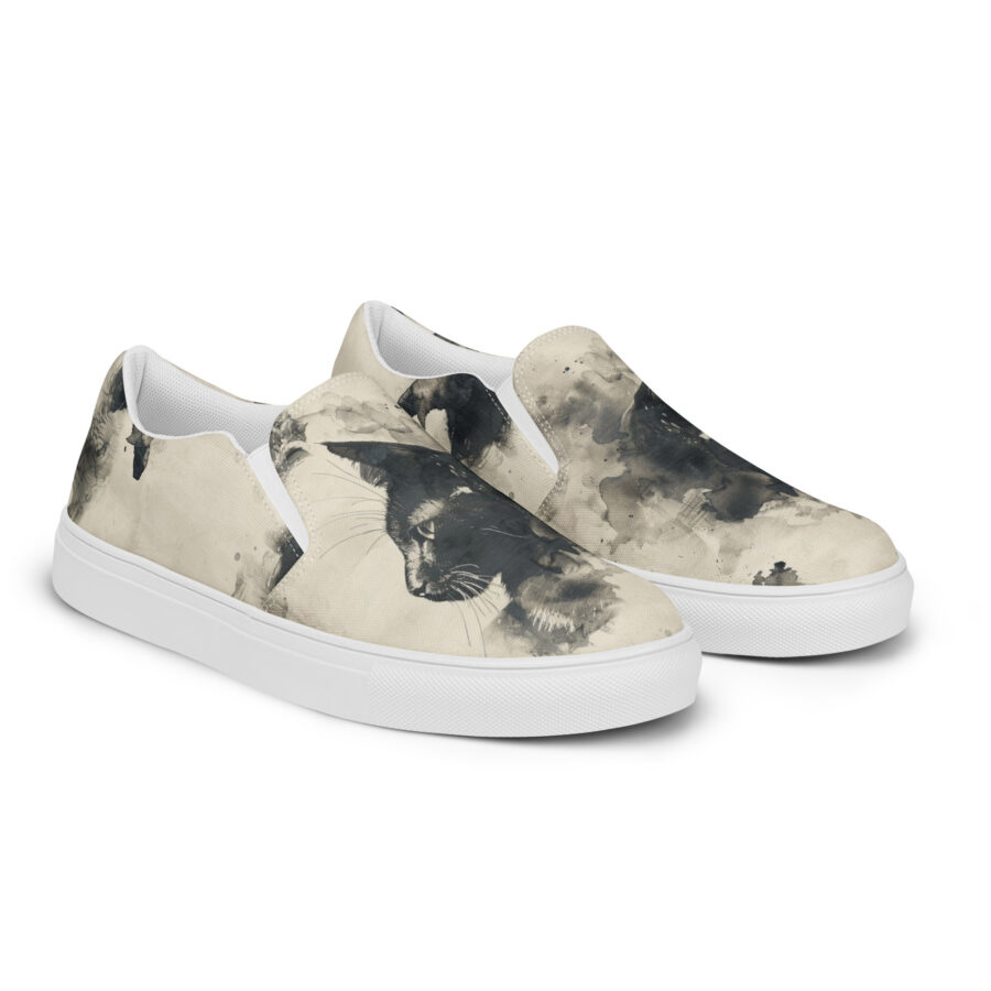 Lux Cat Slips - white sole, right front view