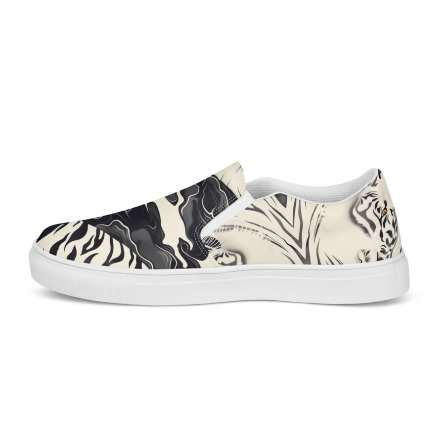 White Tiger Slips - white sole, right inside view