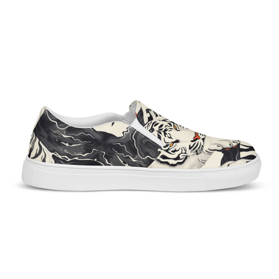 White Tiger Slips - white sole, right outside view