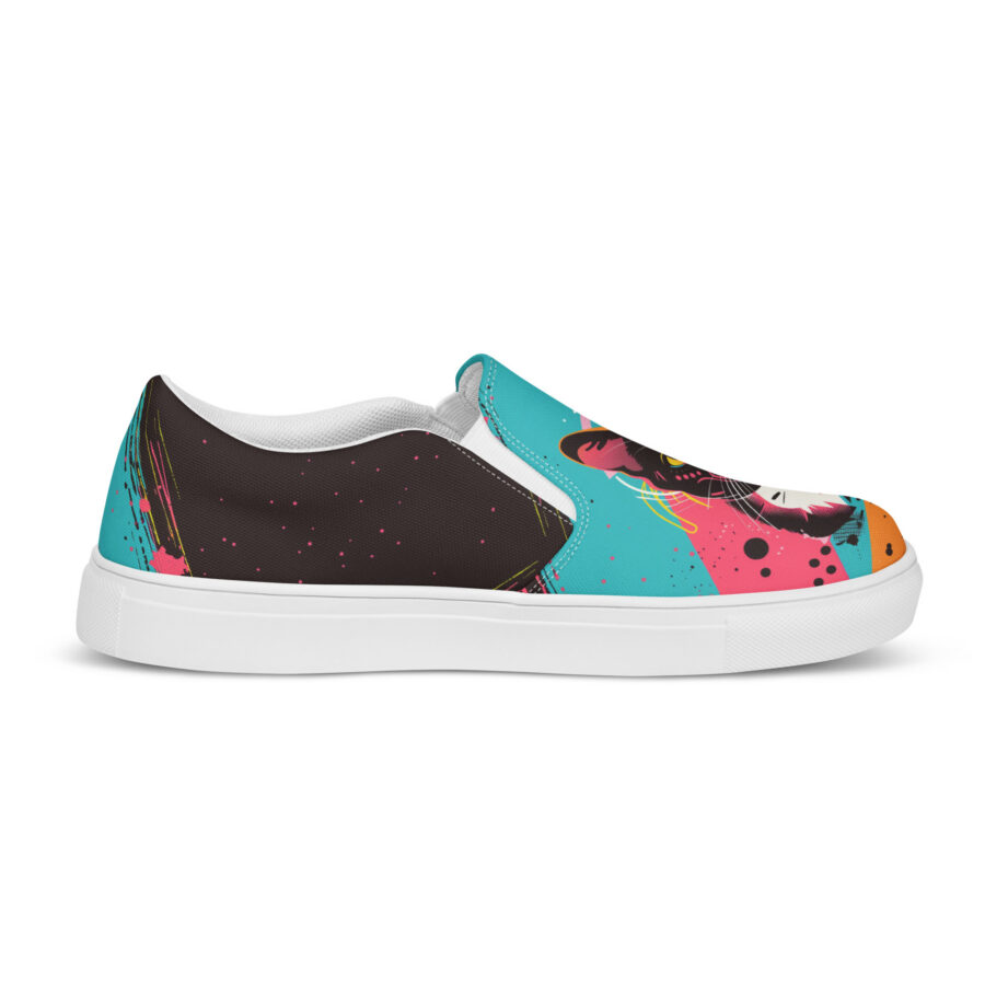 Pop Cat Slips - white sole, right outside view