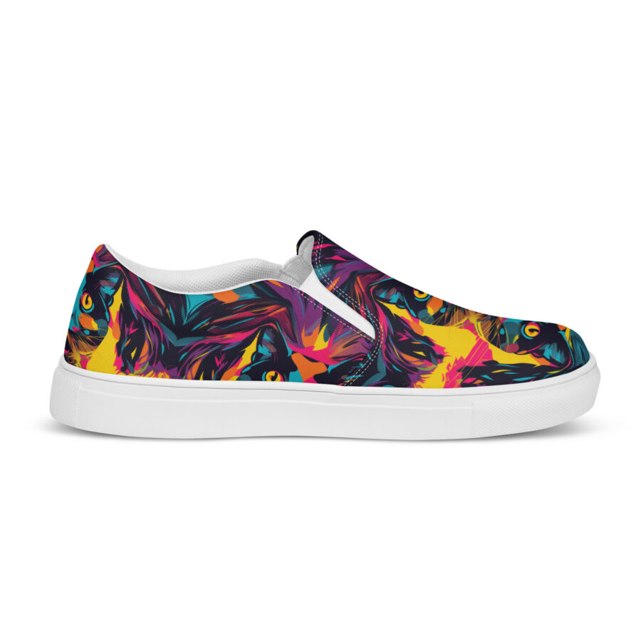 Party Cat Slips - white sole, right outside view