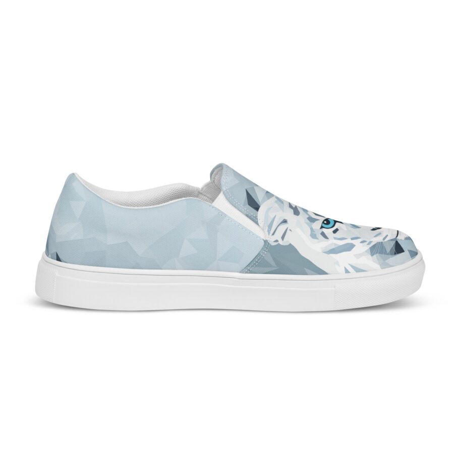 Snow Leopard Slips - white sole, right outside view